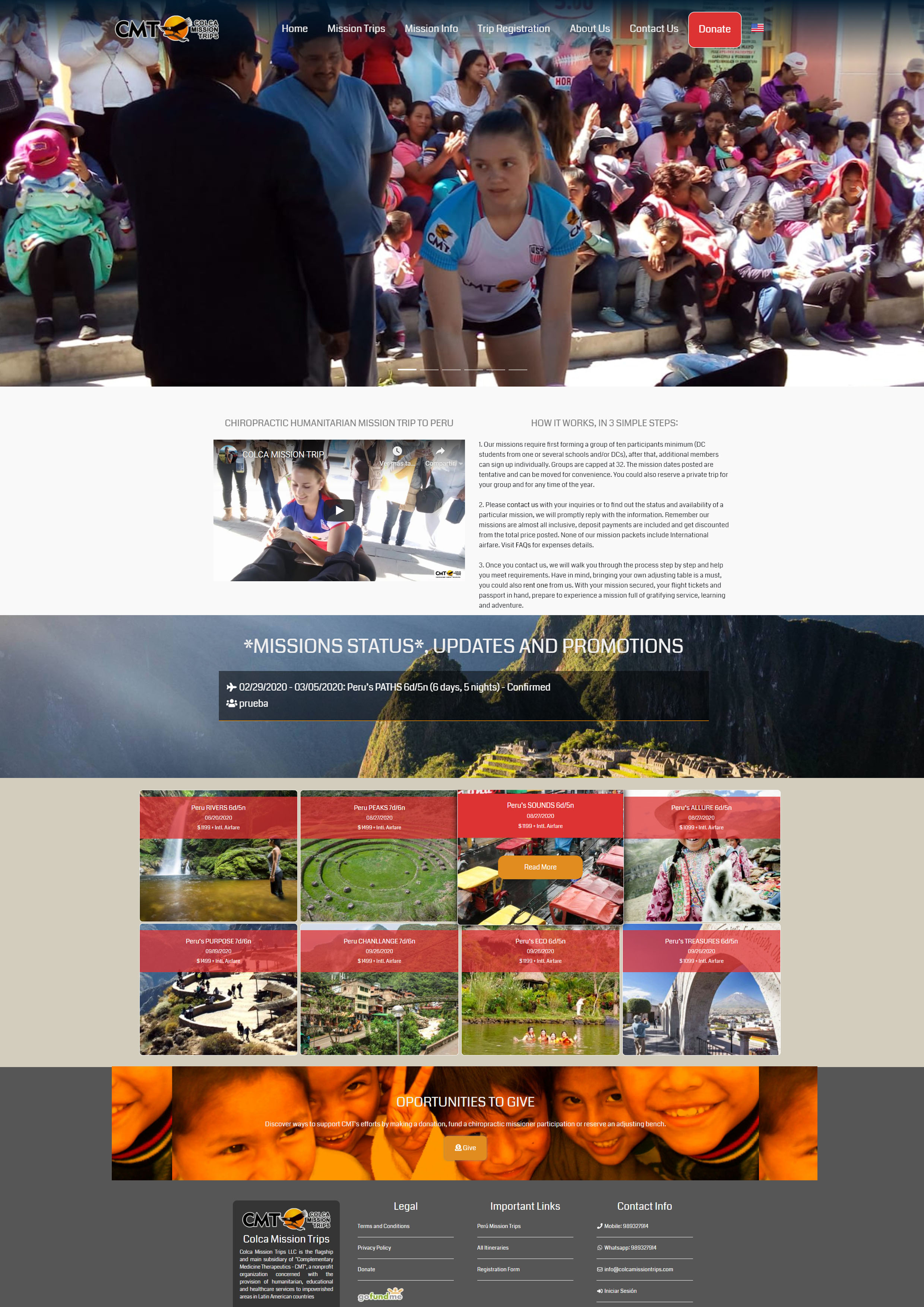 Proyecto web COLCA MISSION TRIPS - caso de éxito Ortiz Web