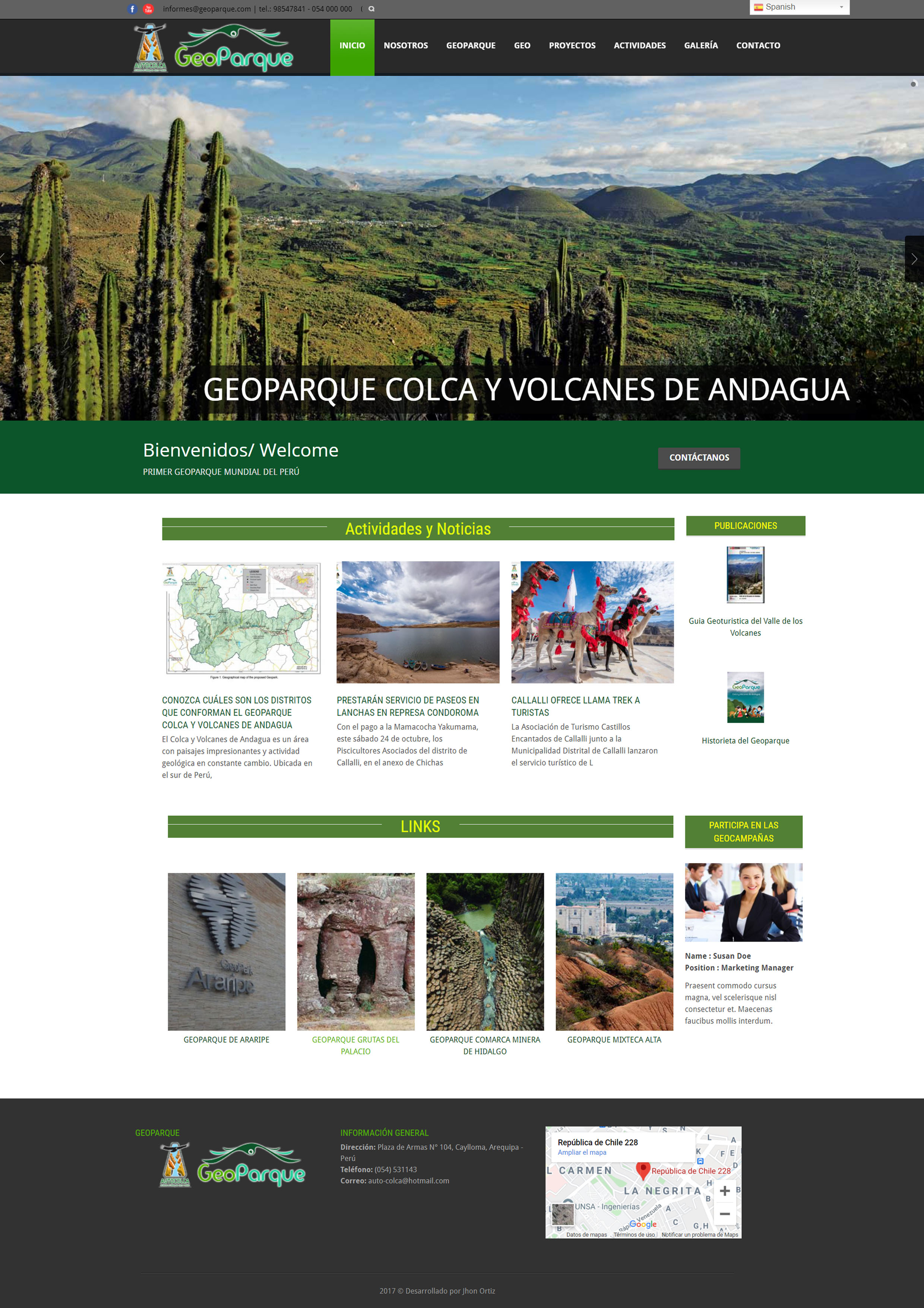 Proyecto web GEOPARQUE - caso de éxito Ortiz Web