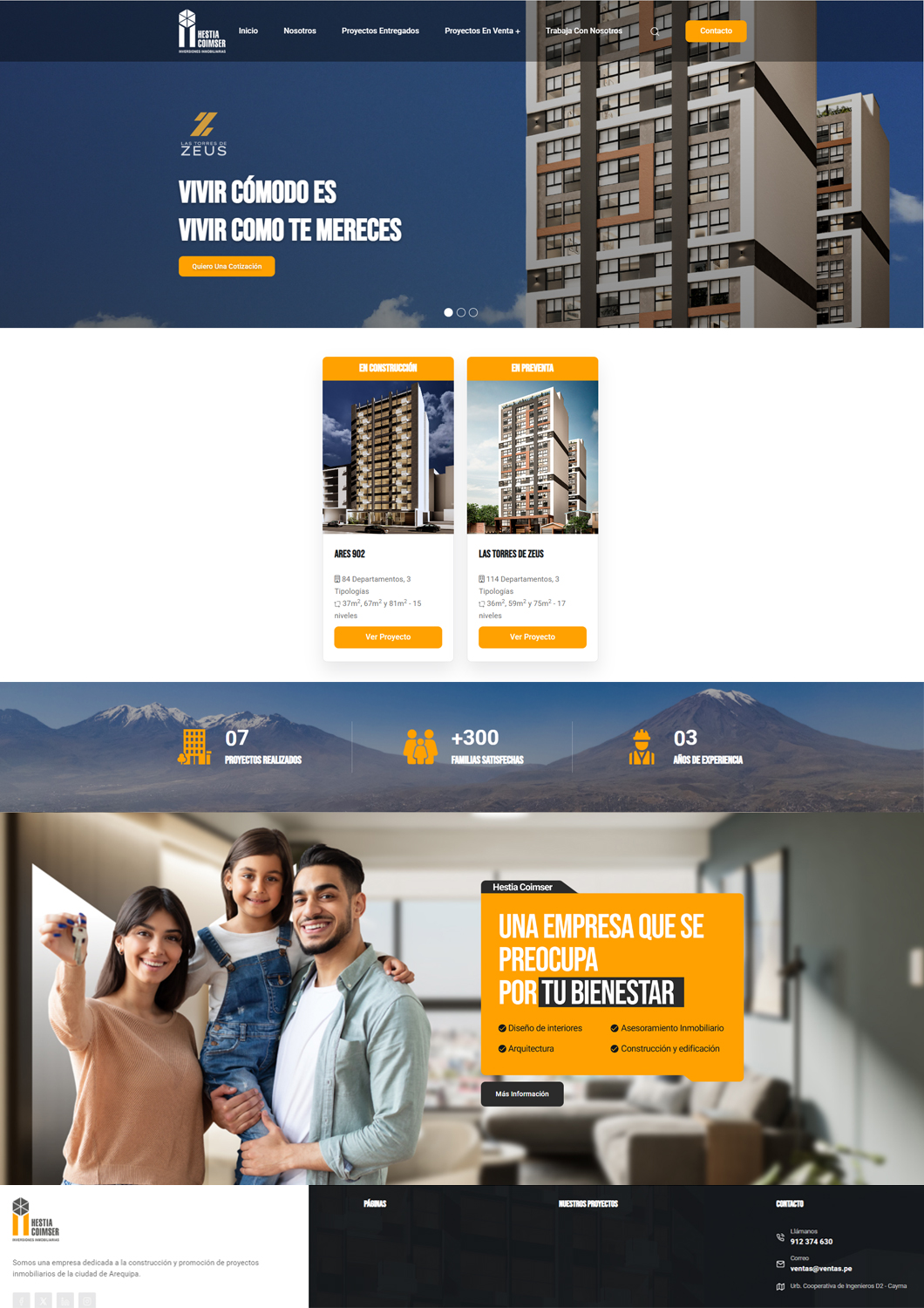 Proyecto web para Hestia Coimser en Arequipa